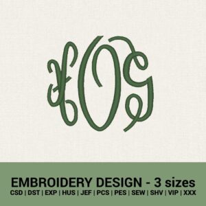 Circle monogram font machine embroidery design files instant downloads