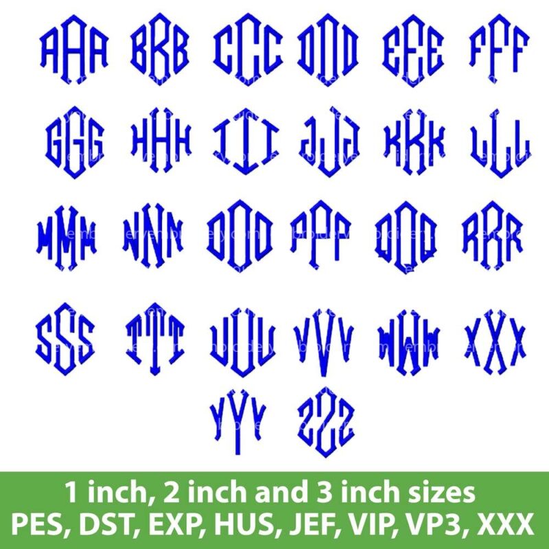 Diamond Monogram font machine embroidery files download