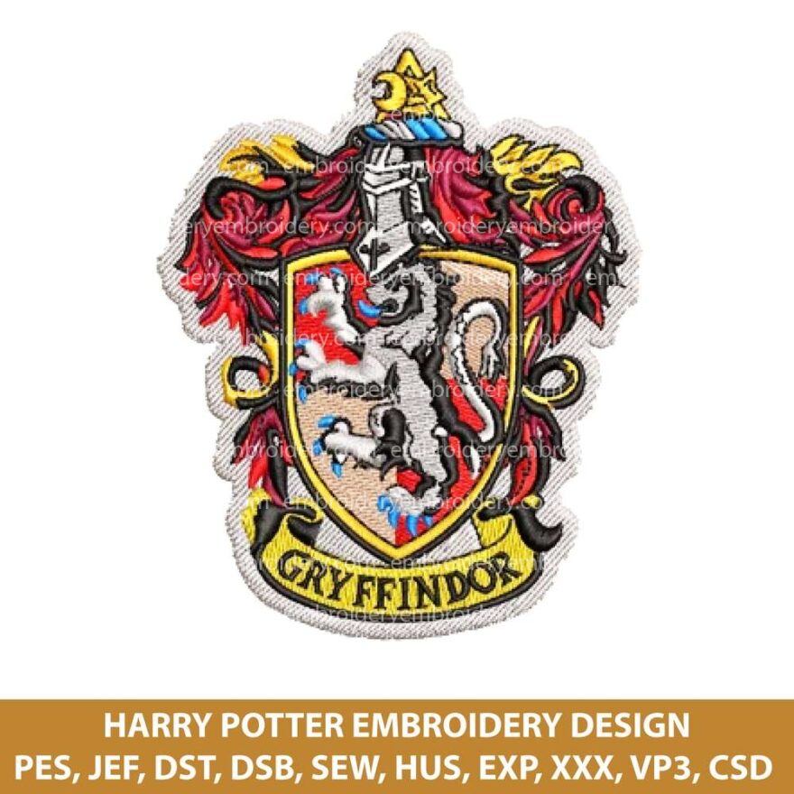 Gryffindor Crest Embroidery Design Harry Potter