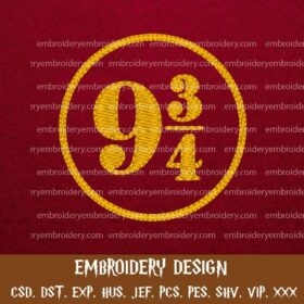 Platform 9 3/4 Harry Potter embroidery design