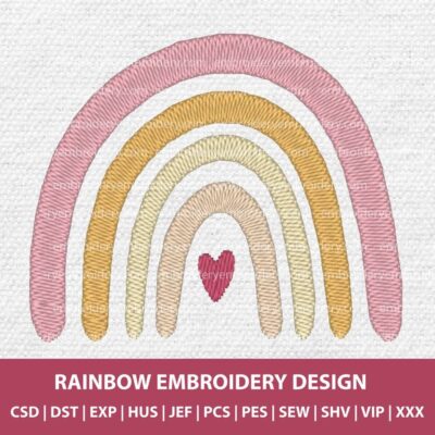 cute baby rainbow machine embroidery design
