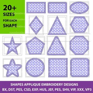 Shapes applique embroidery designs
