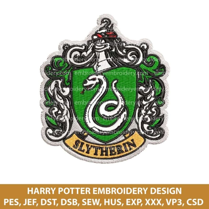 Slytherin Crest embroidery design