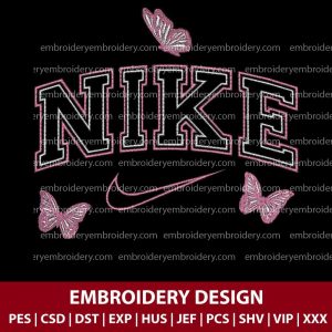 Nike butterfly machine embroidery design files instant download