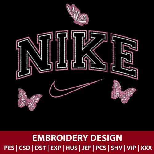 NIKE BUTTERFLY LOGO MACHINE EMBROIDERY DESIGN INSTANT DOWNLOAD