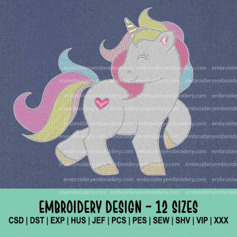 Cute Unicorn Machine Embroidery design Baby Unicorn Embroidery files