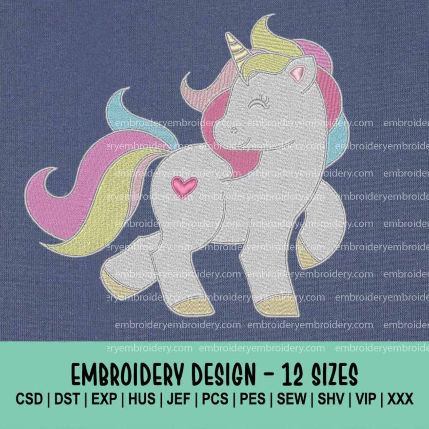 Cute unicorn machine embroidery design files instant download
