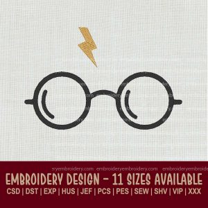 Harry Potter glasses machine embroidery design files instant doenload