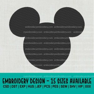 Mickey mouse head silhouette machine embroidery designs instant download
