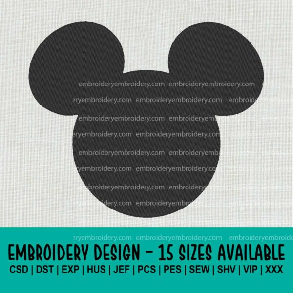 Mickey mouse head silhouette machine embroidery designs instant download