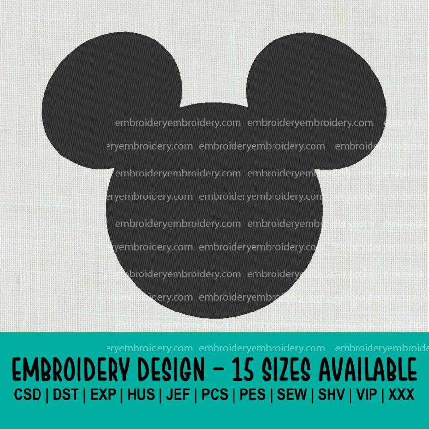 Mickey mouse head silhouette Machine Embroidery Design
