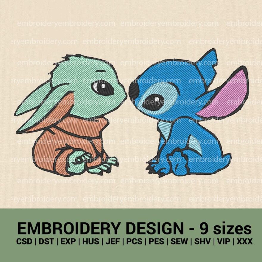 Baby Yoda Stitch Machine embroidery design Machine Embroidery Design