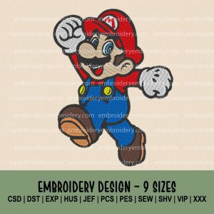 Super Mario bros badge machine embroidery design files instant download