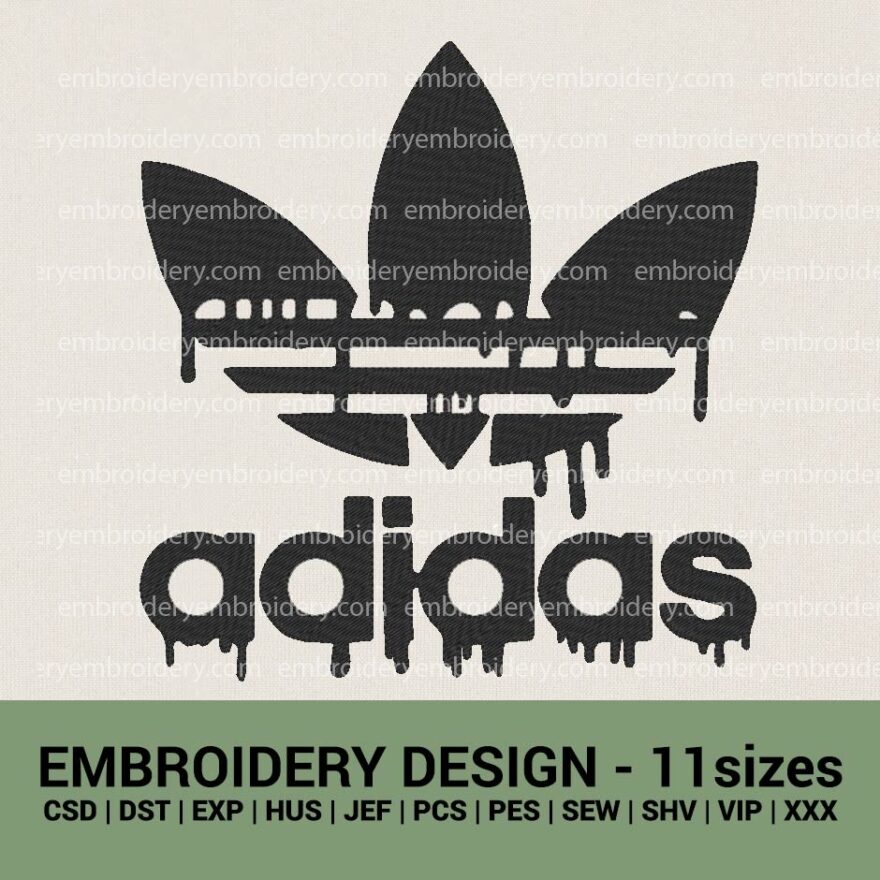 adidas dripping logo machine embroidery design instant download