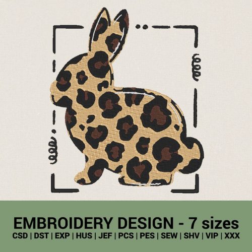 LEOPARD PRINT BUNNY MACHINE EMBROIDERY DESIGN INSTANT DOWNLOAD