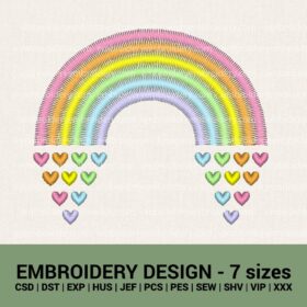 cute baby rainbow machine embroidery design instant download