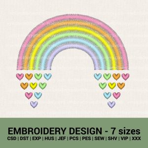 cute baby rainbow machine embroidery design light stitching machine embroidery files instant download