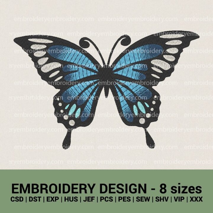 BUTTERFLY MACHINE EMBROIDERY DESIGN WITH GRADIENT EFFECT