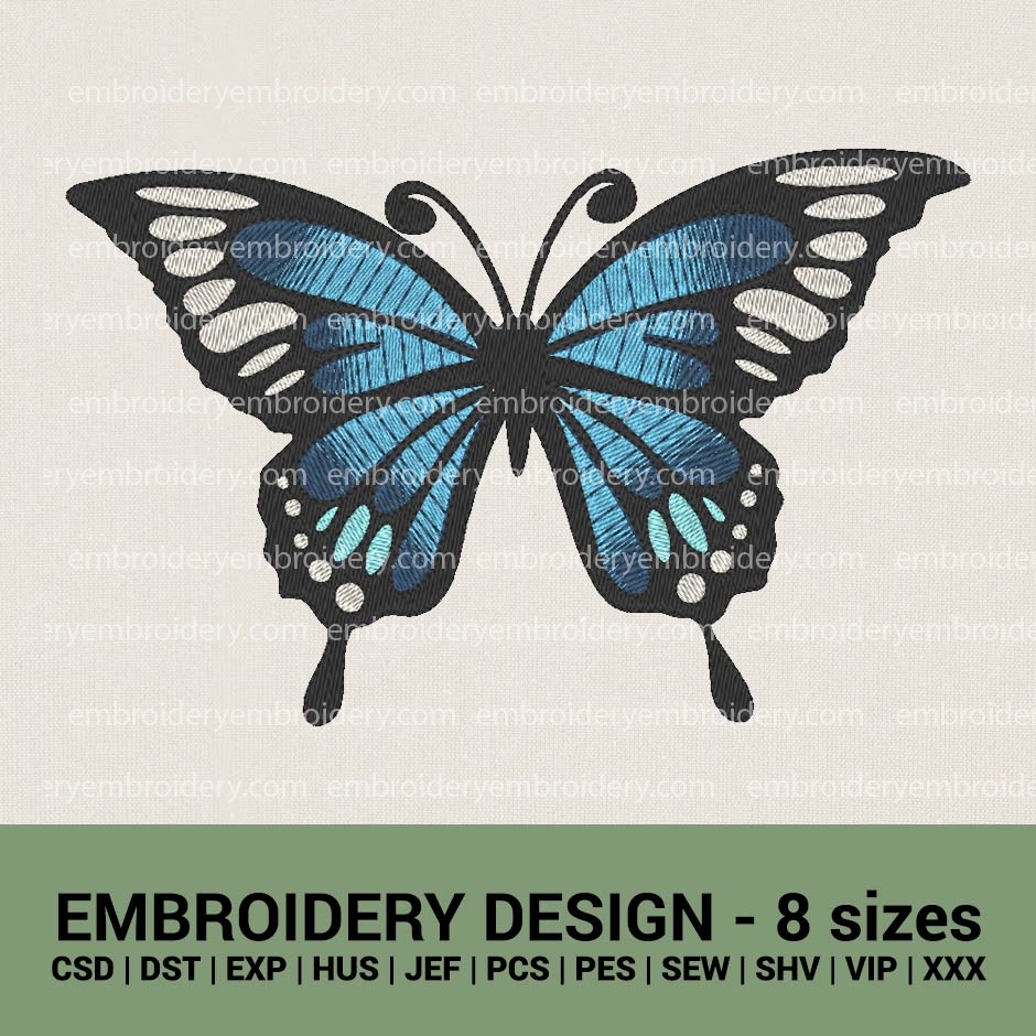 Butterfly machine embroidery design with gradient effect Instant download