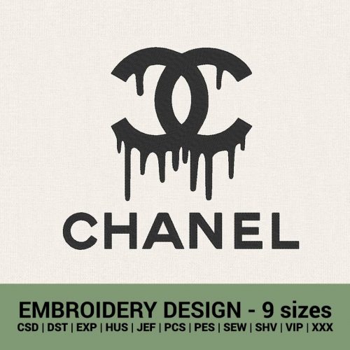 CHANEL DRIPPING LOGO MACHINE EMBROIDERY DESIGN FILES INSTANT DOWNLOAD