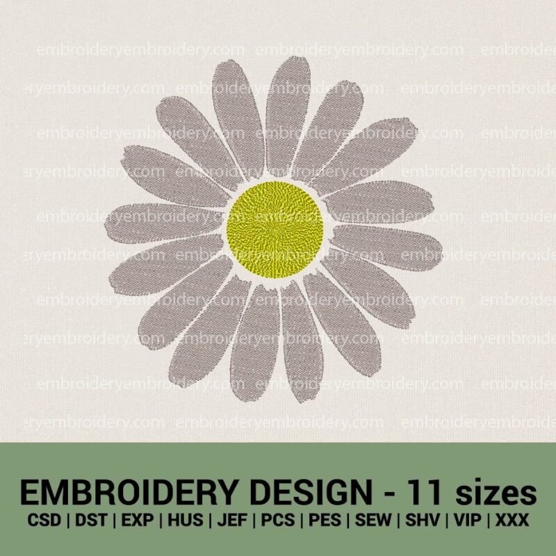 Daisy easy machine embroidery design flower embroidery design