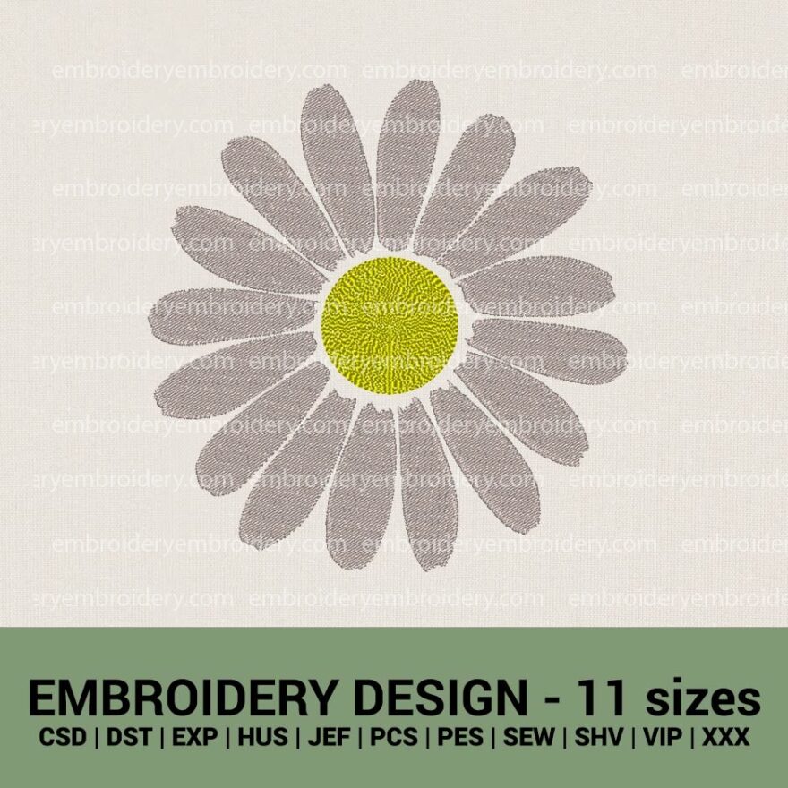 daisy flower machine embroidery design instant download
