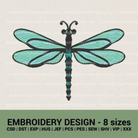 dragonfly machine embroidery design instant download