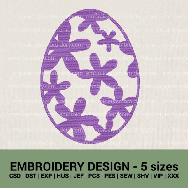 Easter egg machine embroidery design