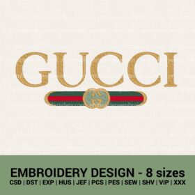 Gucci color logo machine embroidery design files instant download