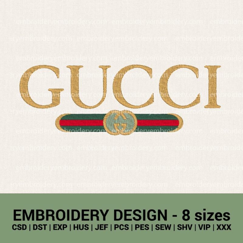 Gucci color logo machine embroidery design files instant download