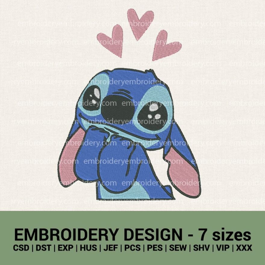 Stitch in love machine embroidery design files instant download