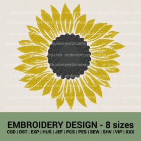 Sunflower design machine embroidery design instant download