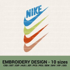 Nike logo 4 swoosh machine embroidery designs instant download