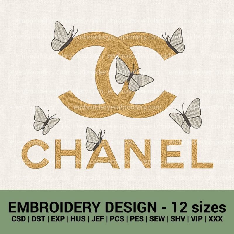 Chanel Butterfly Logo machine embroidery design files | instant download