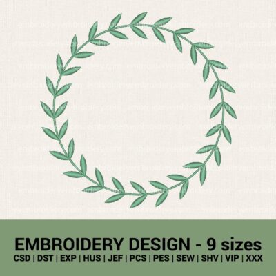 LEAF WREATH MACHINE EMBROIDERY DESIGNS INSTANT DOWNLOAD