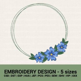 floral frame machine embroidery design instant download