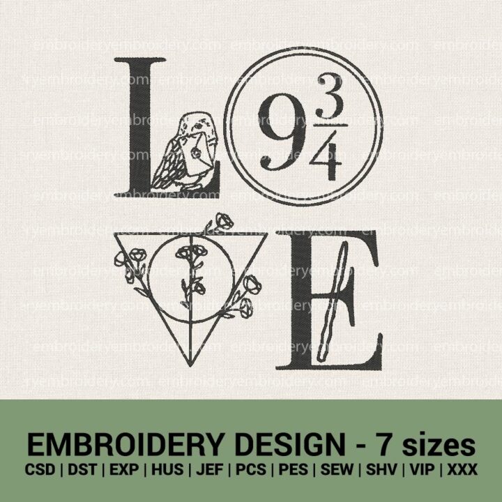 HARRY POTTER LOVE MACHINE EMBROIDERY DESIGN INSTANT DOWNLOAD