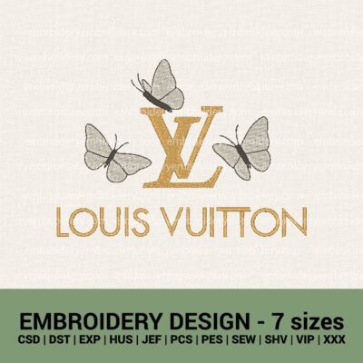 Louis vuitton butterfly logo machine embroidery designs instant download