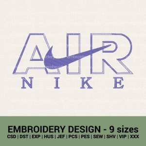 Nike Air logo machine embroidery designs instant download