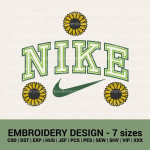 Nike sunflower floral logo machine embroidery deigns instant download