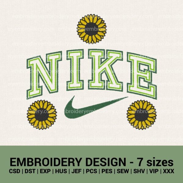 Nike sunflower floral logo machine embroidery deigns instant download