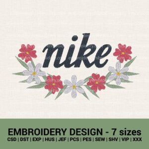 nike floral vintage logo machine embroidery designs instant download