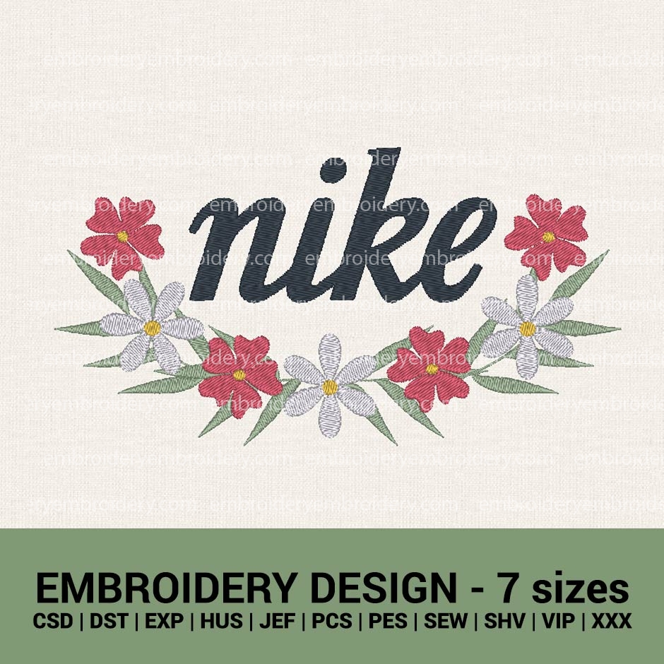 Berri Molestia campana Nike floral vintage logo machine embroidery designs intant donload