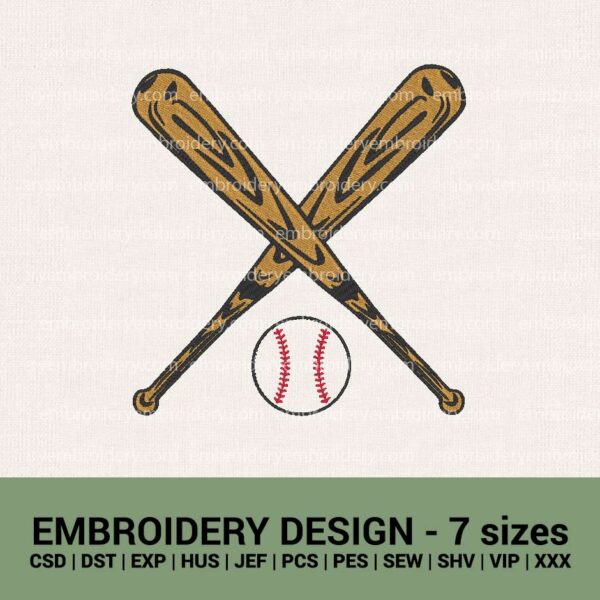 baseball bats sports machine embroidery designs