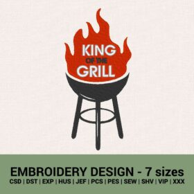 King of the grill machine embroidery designs instant downloads