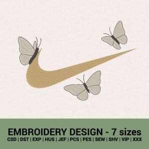 Nike swoosh sign butterfly logo machine embroidery designs instant downloads