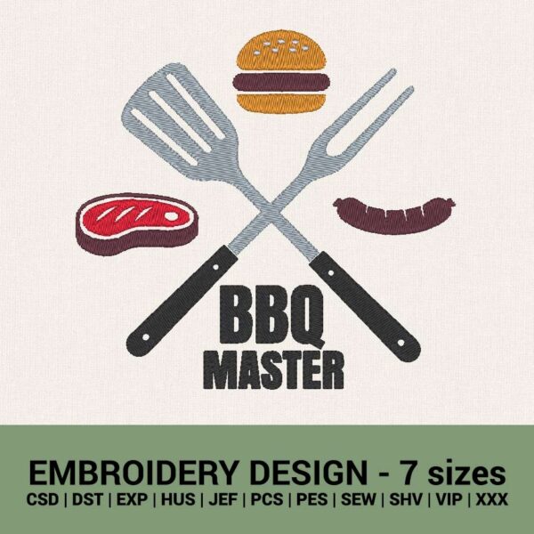 BBQ master machine embroidery designs grill embroidery files instant downloads