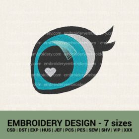 Cute soft toy eye machine embroidery design instant download