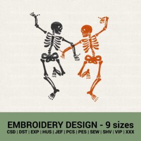 dancing skeletons machine embroidery designs instant downloads