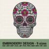 Dia de los muertos skull badge machine embroidery designs